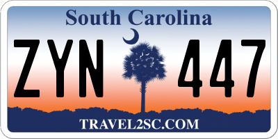 SC license plate ZYN447
