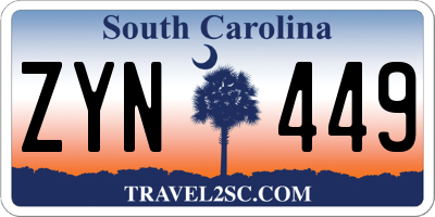 SC license plate ZYN449