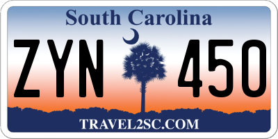 SC license plate ZYN450