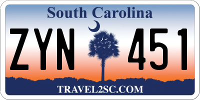 SC license plate ZYN451