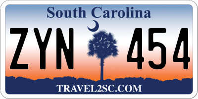 SC license plate ZYN454