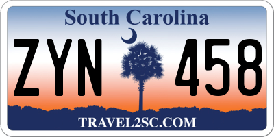 SC license plate ZYN458