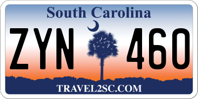 SC license plate ZYN460