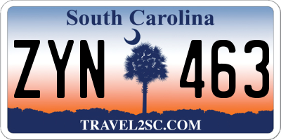 SC license plate ZYN463