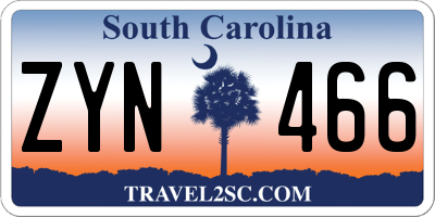 SC license plate ZYN466