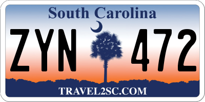 SC license plate ZYN472