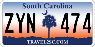 SC license plate ZYN474
