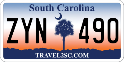 SC license plate ZYN490