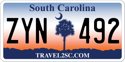 SC license plate ZYN492