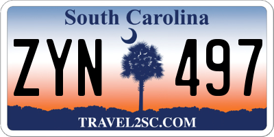 SC license plate ZYN497