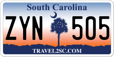 SC license plate ZYN505