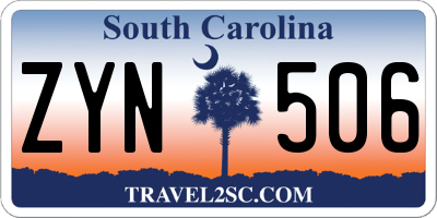 SC license plate ZYN506