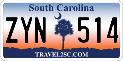 SC license plate ZYN514
