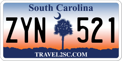 SC license plate ZYN521