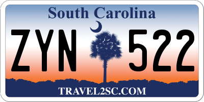 SC license plate ZYN522