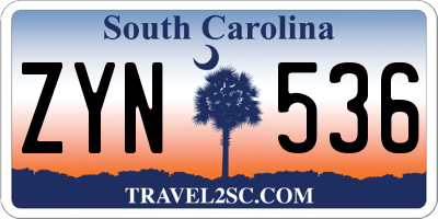 SC license plate ZYN536