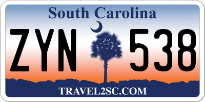 SC license plate ZYN538