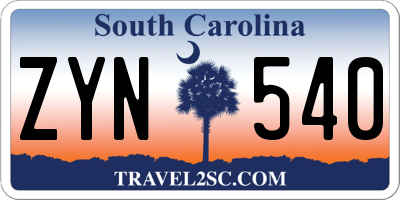 SC license plate ZYN540