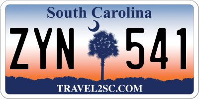 SC license plate ZYN541