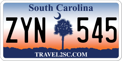 SC license plate ZYN545