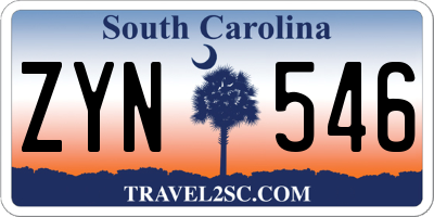SC license plate ZYN546
