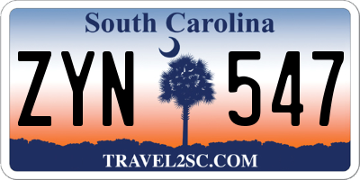 SC license plate ZYN547