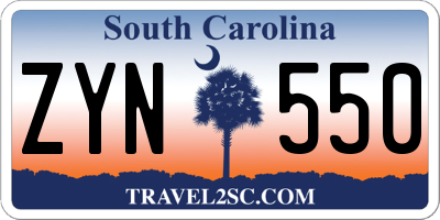 SC license plate ZYN550