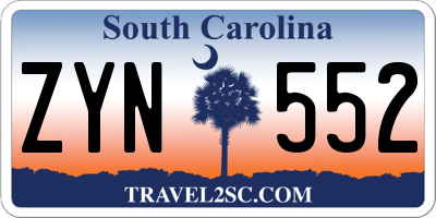 SC license plate ZYN552