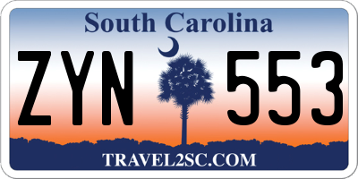 SC license plate ZYN553