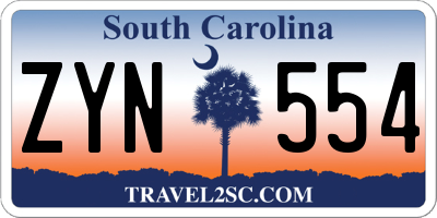 SC license plate ZYN554