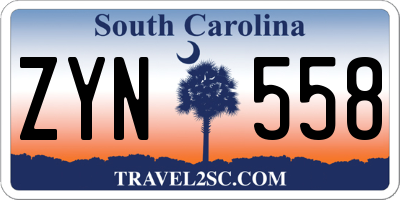 SC license plate ZYN558