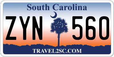 SC license plate ZYN560