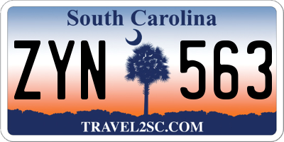 SC license plate ZYN563