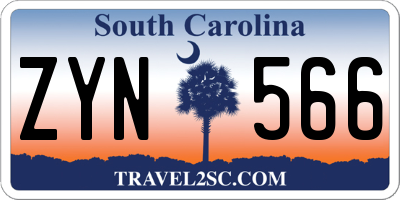 SC license plate ZYN566