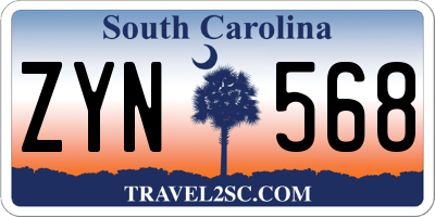 SC license plate ZYN568