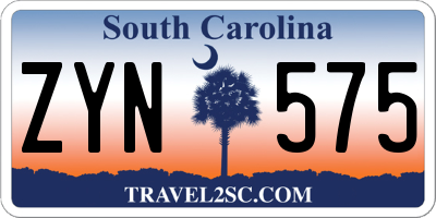 SC license plate ZYN575