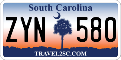 SC license plate ZYN580