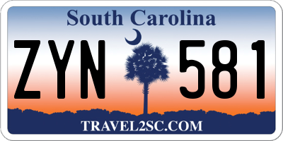 SC license plate ZYN581