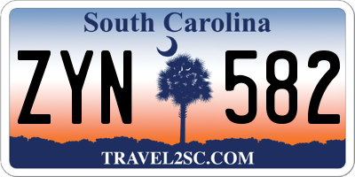 SC license plate ZYN582