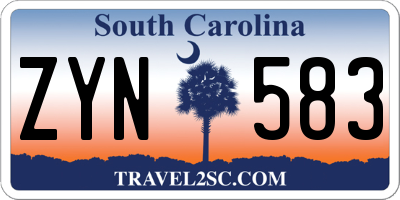 SC license plate ZYN583