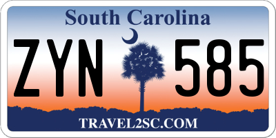 SC license plate ZYN585