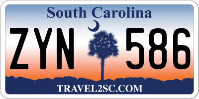SC license plate ZYN586