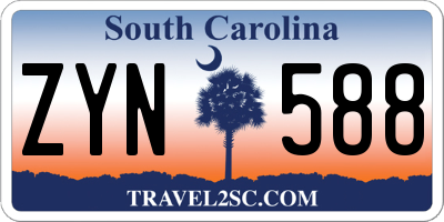 SC license plate ZYN588