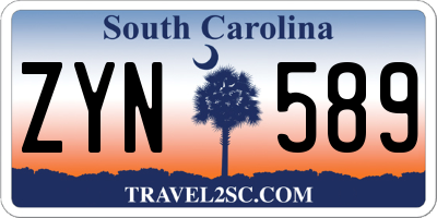 SC license plate ZYN589