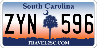 SC license plate ZYN596
