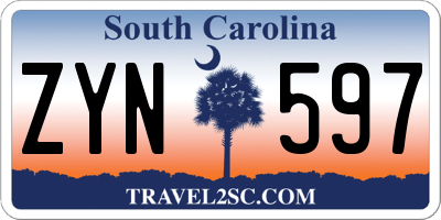 SC license plate ZYN597