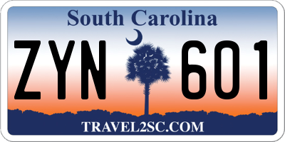 SC license plate ZYN601