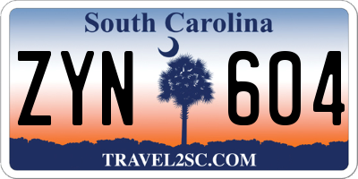 SC license plate ZYN604