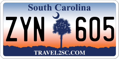SC license plate ZYN605