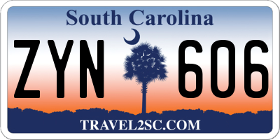 SC license plate ZYN606